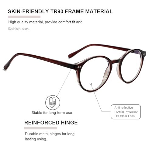 Image of Gleyemor Blue Light Glasses for Men Women, Vintage Round Frame Eyeglasses