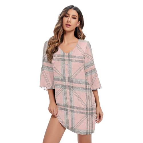 Robe en mousseline aérée col en V motif losanges confort absolu