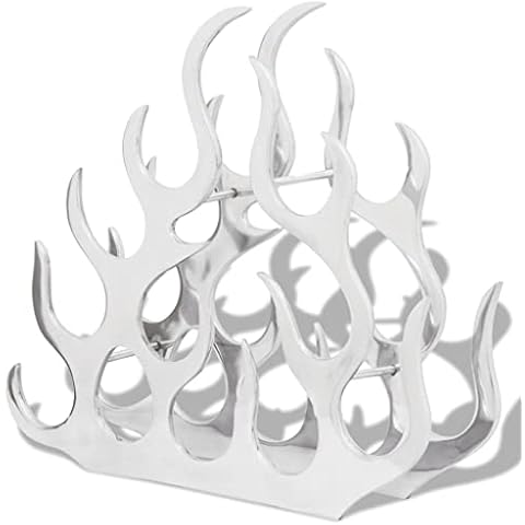vidaXL Weinregal Flammen Design Flaschenhalter Regal für 11 Flaschen Aluminium Cover