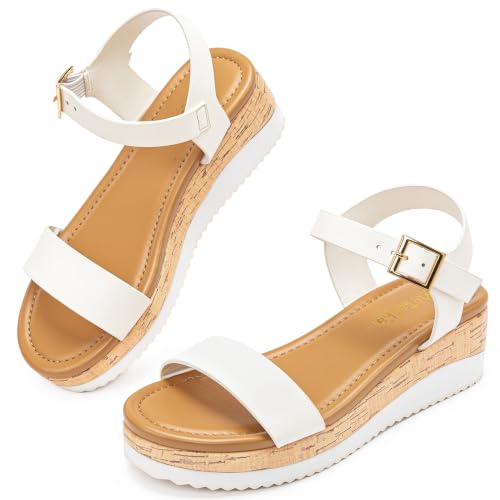 Image of Motasha Girls Wedge Sandals Platform Heel Lightweight Dress Shoes