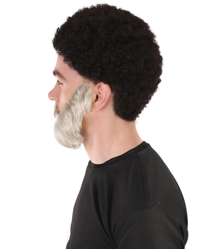 Premium Men's Silver Grey Mutton Chops Beard, Flame-retardant Synthetic Fiber