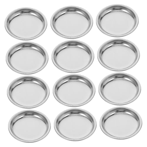 GLEAVI 12pcs Stainless Steel Tea Bag Holder Round Dish for Tea Bags Condiments and Seasoning Elegant Design for Home Office