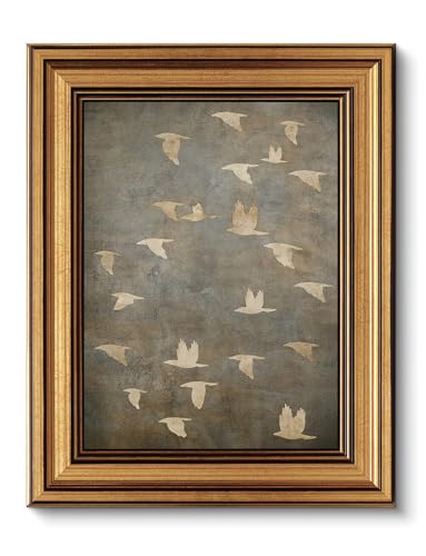 Gold Framed Wall Art Vintage Bird Canvas Art Prints Neutral Minimalist Paintings Wall Decor Modern Abstract Aesthetic Pictures Artwork for Bedroom Living Room 8x10in
