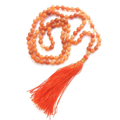 Image of Apnisanskriti Premium Red Aventurine Stone Mala for Men and Women (6mm, AAA Quality, Lab Certified, 108+1) - Natural Stone Beads Mala - Pack of 1