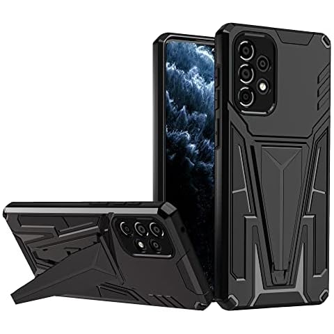 HikerClub for Galaxy A53 5G Case for Women & Man - Military Grade Shockproof Soft TPU Hard PC Case Heavy Duty Drop-proof Protective Cover with Foldable Kickstand (Black) Cover