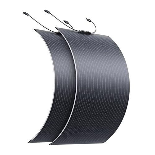Image of BLUETTI 2 100W Flexible Solar Panels for RVSolar 48V System, 23.4% High Efficiency, 240° Bendable, IP67 Solar Panel for RVs, Camping, Marine, Curved Surfaces
