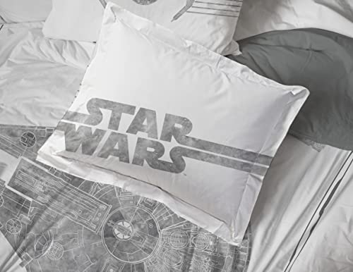 Image of Star Wars Full Comforter Set 7 Piece Soft Bedding for Boys, White | Millennium Falcon, Comforter Sheets Shams Pillowcases, Official Product, Soft Microfiber, Machine Washable, Boys Gift