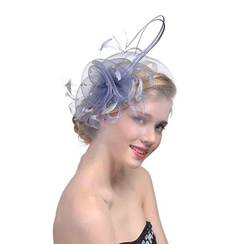 StageOnline Hochzeit Fascinator Haarclip Gaze Blume Feder Braut Hut Zeremonie Hut Formal Party Kirche Rennsport, Weinlese Art Cover