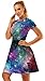 Sister Amy Women's Galaxy Printed Elastic Round Neck Sleeveless Shaping Camisole Skater Galaxy M