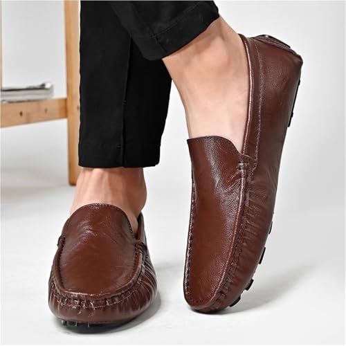 Mens Loafers Round Toe PU Leather Driving Moccasins Loafers Comfortable Anti-slipResistant Prom Slip-on3
