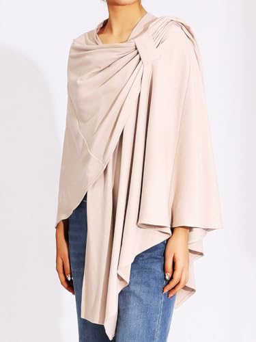 Aukmla Women Poncho Sweater Large Shawls and Wraps for Evening and Wedding Dresses Winter Cover Up Cape Stole with Knot2