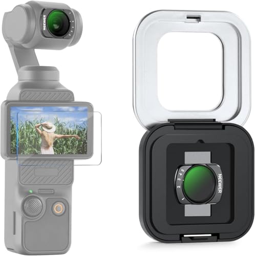 NEEWER Variable ND Filter Compatible with DJI Osmo Pocket 3 / Pocket 4 / Xtra Muse Magnetic Multicoated ND2-32 Neutral Density Action Camera Lens Filter Accessories with Screen Protector & Case