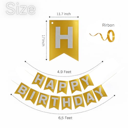Image of Wanna Party Metallic Gold Happy Birthday Banner,Gold Party Decorations Sign for Birthday Decor,Backdrop for Birthday Decoration Items for Kids & Adults (Paper)