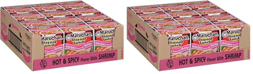 Image of Maruchan Instant Lunch Ramen Noodles, Hot & Spicy Shrimp Flavor - Japanese-Style Instant Noodle Soup, Easy Meal Ready in 3 Minutes - 2.25 Oz., (Pack of 24)