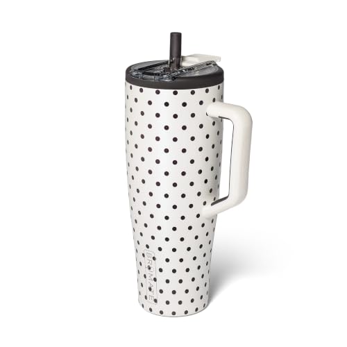 Image of BruMate Era Flip 40oz Tumbler with 100% Leakproof Covered Straw Lid | Hygienic Covered Straw | Insulated Stainless Steel Water Bottle with Handle | Cup Holder Friendly | BPA-Free (Polka Pearl)