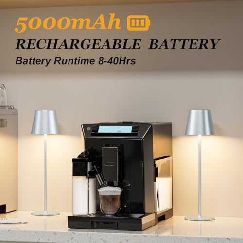 Image of Kakanuo Cordless Table Lamp Rechargeable - Silver Grey 2 Pack 5000mAH Battery Operated Lamp for Counter, 3 Color Stepless Dimming Wireless Lamp for Dining Kitchen, Outdoor Patio, Touch Control