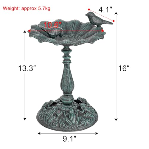 Sungmor Vintage Cast Iron Birdbath,16.1in Tall Green Lotus Leaf Shaped by Sungmor - Used condition - Image 5