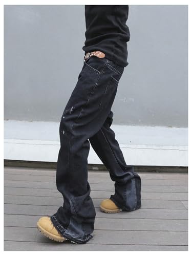 Verdusa Men's Vintage Distressed Ripped Jeans Grunge Straight Leg Denim Pants with Pockets4