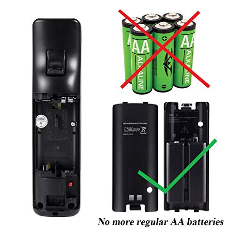 Image of NIFERY Wii Remote Batteries Rechargeable, 2 Pack 2800mAh Rechargeable Batteries for Wii /Wii U Remote Controller (Black)