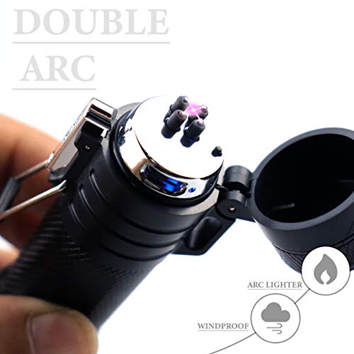 Encendedor electrónico recargable doble arco con linterna LED miniatura 2