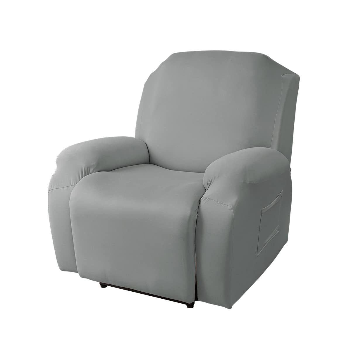 Fansu Funda de Sillón Relax 1 Plaza, Color sólido Elasticidad para Sillón Relax Funda Reclinable con Bolsillos Laterales, 4/6/8 Piezas Extraíbles y Lavables Fundas Protector (Gris,1 Plaza)