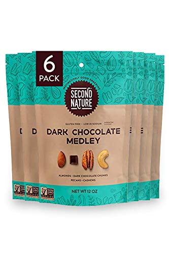 Second Nature Dark Chocolate Medley Trail Mix Snack, Gluten Free - 12 oz Resealable Standup Pouch (Pack of 6)