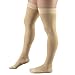 Truform 20-30 mmHg Compression Stockings for Men and Women, Thigh High Length, Dot Top, Closed Toe, Beige, Large