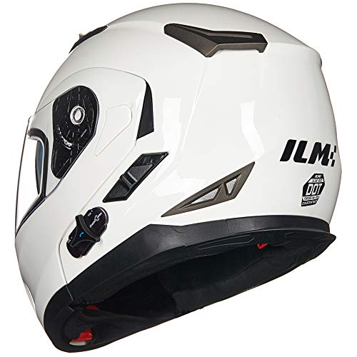 Ilm Bluetooth Integrated Modular Flip Up Full Face Motorcycle Helmet Sun Shield Mp3 Intercom Model 953 (Xl, White) #TOP7