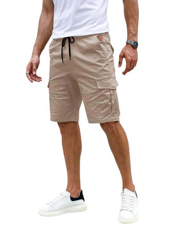 Elegancity Kurze Hosen Herren Cargo Shorts Sommer Freizeithose Kurze Elastische Taille Chino Shorts Mit 6 Taschen