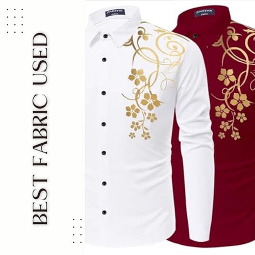 Image of Combo of Men Cotton Polyester Blend Regular Fit Striped Full Sleeve Casual Shirt Pack of 2