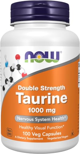 Image of Now Supplements, Taurine 1,000 mg, Double Strength, Nervous System Health*, Veg Capsules, 100 Count (Pack of 12)