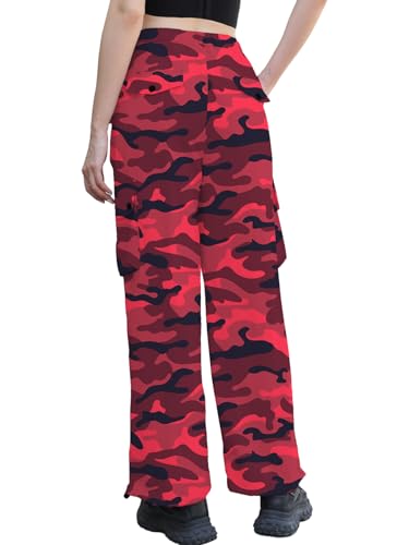 Image of Cromoncent Cargo Pants Girls & Women Parachute Pants Y2K Baggy Rave Clothes Waterproof with Pockets, 6 Years - 3XL