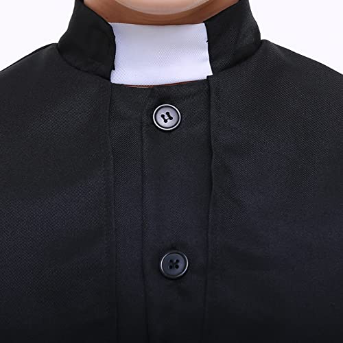 Faltern Priest Costume Boy Black Priest Clergy Costume Robe Kids Catholic Biblical Pastor Choir Outfit Cassock For Church #TOP3