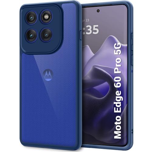 Image of TheGiftKart Hybrid Shockproof Back Cover Case for Motorola Moto Edge 60 Pro 5G | Hard Back Cover Case for Motorola Edge 60 Pro 5G (PC & TPU, Transparent Clear Back, Blue Sides)