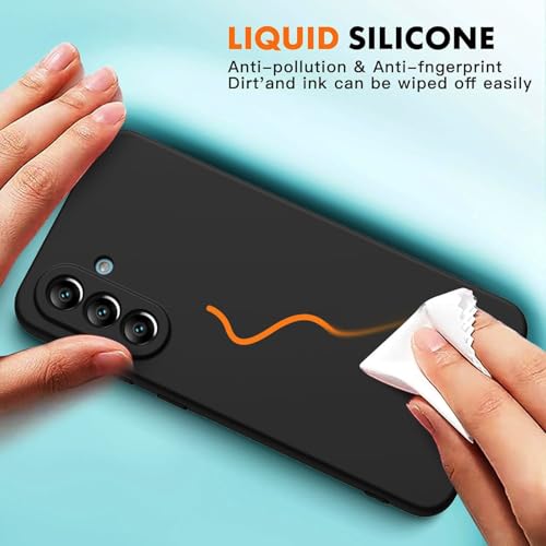 Image of DIZORO Microfiber Candy Case Compatible for Samsung A37 5G Smooth Touch Cushion Liquid Soft Silicone Gel Rubber Phone Cases Non-Slip Full Body Protective Shockproof Back Cover (Black)