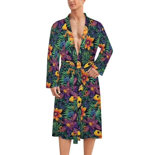 Peignoir de bain pour homme haut de gamme imprimé lézard chic style kimono
