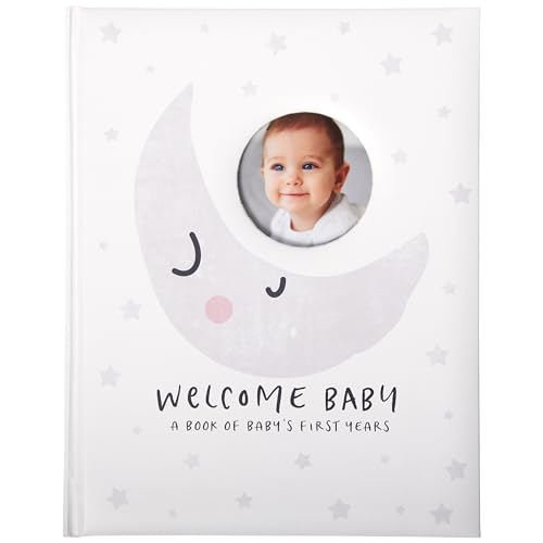 C.R. Gibson Little Moon First 5 Years Gender Neutral Baby Memory Book, 8.75' W x 11.3' L with 48 Guided Pages, Multicolor