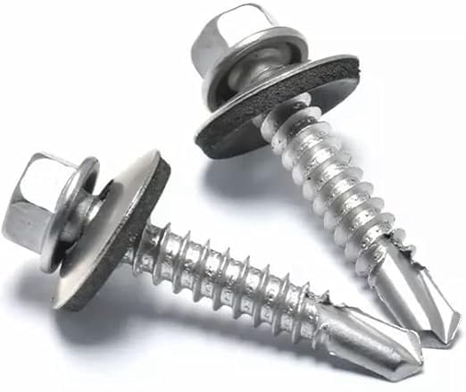 TheMujtaba Self-Drilling Screw, Zinc Plated Finish, Hex Washer Head, External Hex Drive, Sealing, Includes Washer [Pack of 100] (10 X 20)-image-45