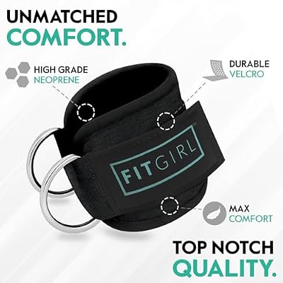 FITGIRL Ankle Strap for Cable Machine Premium Padding and Comfort for Cable Exercise Machines, Cable Exercise Attachment for Home & Gym, Glute Workouts - Kickbacks, Leg Extensions, Hip Abductors