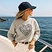 YUTILA Damen Sweatshirt mit Print – Rundhals Pullover mit Herzmotiv Und Briefdruck– 70% Baumwolle Bequem & Stylisch, Verschiedene Muster