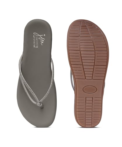 Image of JM LOOKS Elegant Embellished Shimmer Strap Flip Flops Comfortable Lightweight Daily Wear Flat Sandals For Women