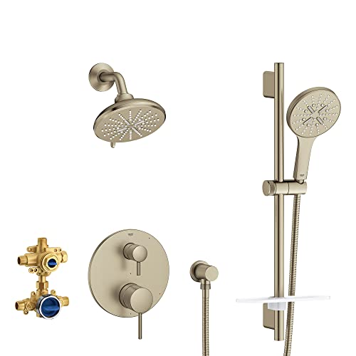 GROHE 29431EN0 Timeless 2-Handle Pressure Balance Shower Bundle Brushed Nickel