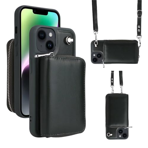 Coque iPhone 12ProMax ENILSA vert avec porte-carte et bandoulière intégrée
