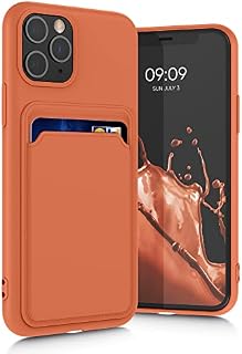 kwmobile Case Compatible with Apple iPhone 11 Pro - Soft TPU Phone Cover with Credit Card Holder Slot on Back - Dark Blue