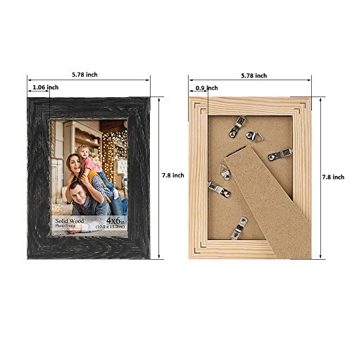 Ddaoty 4X6 Picture Frame - Made Of Solid Wood And Real Glass, Black 4X6 Frames Display Pictures 4X6 For Tabletop Or Wall, Rustic Black #TOP4
