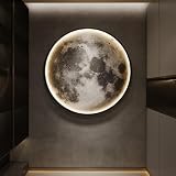 Troartos Dimmable LED Light Moon Wall Art Decor for Living Room, Modern Minimalist Black and White Artwork for Walls, Remote Control Lighted Lamp Wall Decor for Bedroom, Dining Room, Hallway, Office