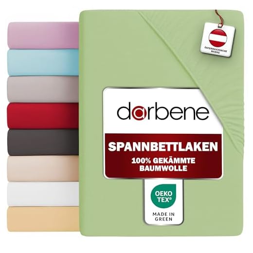 DarBene Spannbettlaken 180x200 Premium , Jersey 100% gekämmte Premium Baumwolle, atmungsaktiv, superweiches Bettlaken bis 30 cm Matratzenhöhe, Oeko-TEX, Apfelgrün