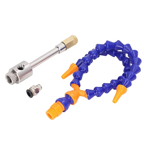 Cold Air Cooling Set, Double End Cold Air Gun Flexible Hose, Stainless Steel Vortexing Flexible Tube Cold Air Gun with Connector for Milling Drill