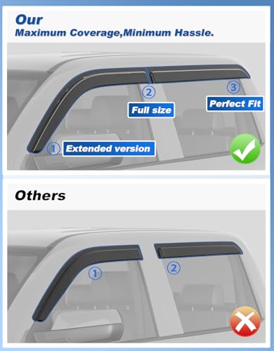 Image of Extra-Thick Rain Guards Fit for Chevy Silverado /GMC Sierra 2014-2019 Crew Cab Window Rain Guard Extra Durable Window Deflectors Window Vent Visors Vent Shades Exterior Car Accessories