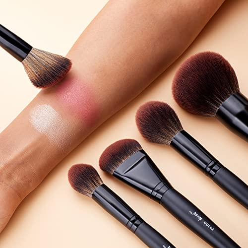 Jessup Large Face Makeup Brushes 5Pcs, Premium Synthetic Foundation Powder Contour Blusher Highlighter Brush, Phantom Black T273 #TOP6